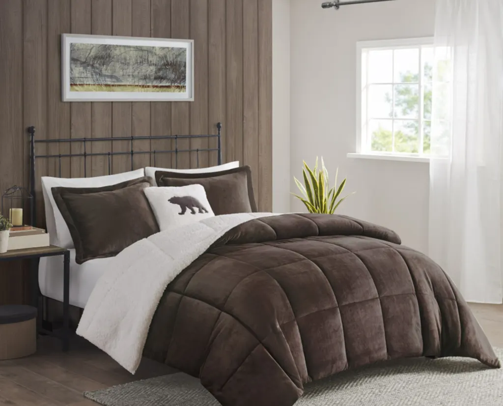 AltonPlushtoSherpaDownAlternativeComforterSetBrownIvoryRoomJan202502