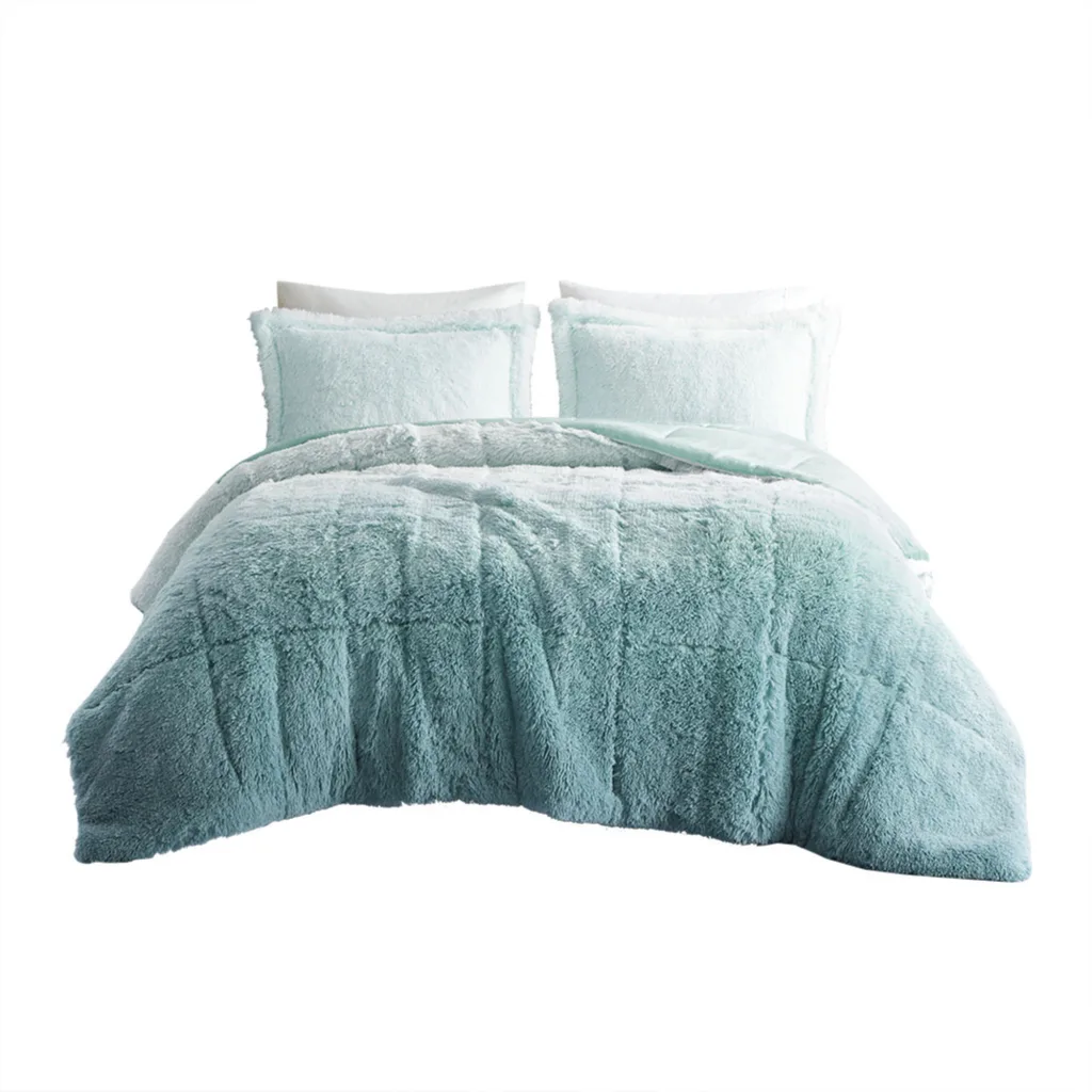 BrielleOmbreShaggyLongFurComforterMiniSetAquaSiloFeb202501