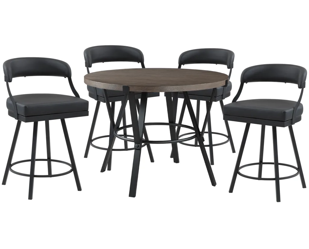CortoneBlackCntHtTbl5pcSet24stool