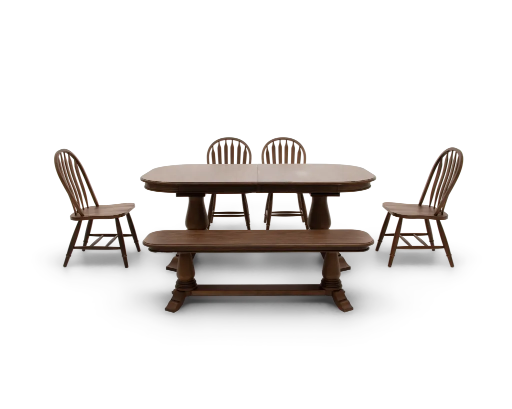 HeirloomDoublePedestalTableArrowbackDiningChairBenchJune202602