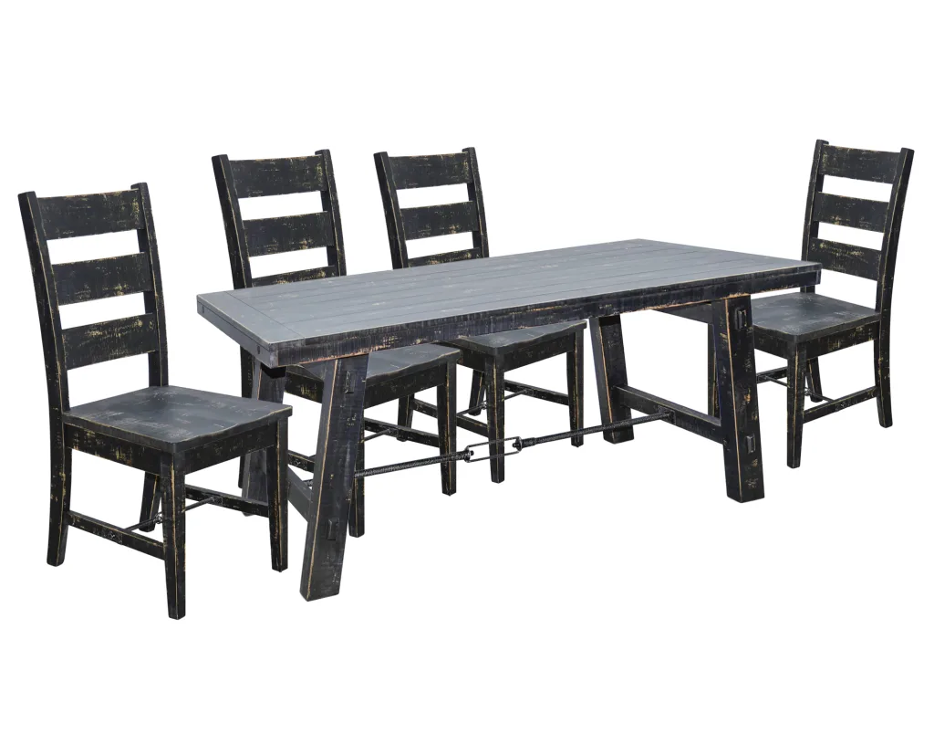 MillportBlackRectDngTblBlkChairs5pcSet
